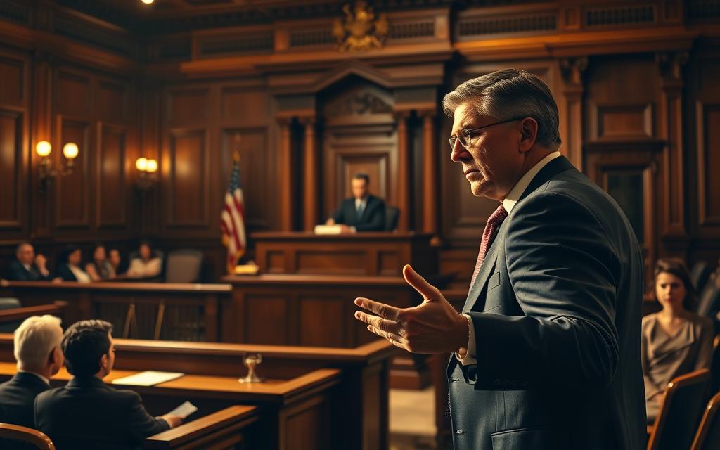 A Meticulously Crafted Courtroom Scene, Illuminated By Warm, Directional Lighting That Casts Dramatic Shadows. In The Foreground, A Powerful And Determined Attorney Gestures Emphatically While Presenting Evidence To An Attentive Jury. The Middle Ground Features A Witness Stand And Imposing Judge's Podium, Evoking A Sense Of Gravitas And Justice. In The Background, The Wood-Paneled Walls And Ornate Architecture Convey The Grandeur And History Of The Legal System. The Overall Atmosphere Is One Of Focused Intensity, As The Attorney Builds A Compelling Case To Seek Justice For Their Client. A Meticulously Crafted Courtroom Scene, Illuminated By Warm, Directional Lighting That Casts Dramatic Shadows. In The Foreground, A Powerful And Determined Attorney Gestures Emphatically While Presenting Evidence To An Attentive Jury. The Middle Ground Features A Witness Stand And Imposing Judge's Podium, Evoking A Sense Of Gravitas And Justice. In The Background, The Wood-Paneled Walls And Ornate Architecture Convey The Grandeur And History Of The Legal System. The Overall Atmosphere Is One Of Focused Intensity, As The Attorney Builds A Compelling Case To Seek Justice For Their Client.
